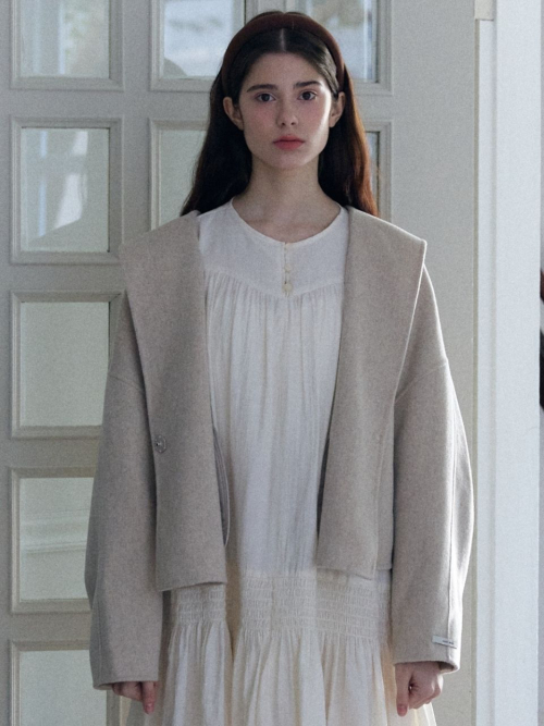 hoody Оверсайз handmade Короткий coat_ivory
