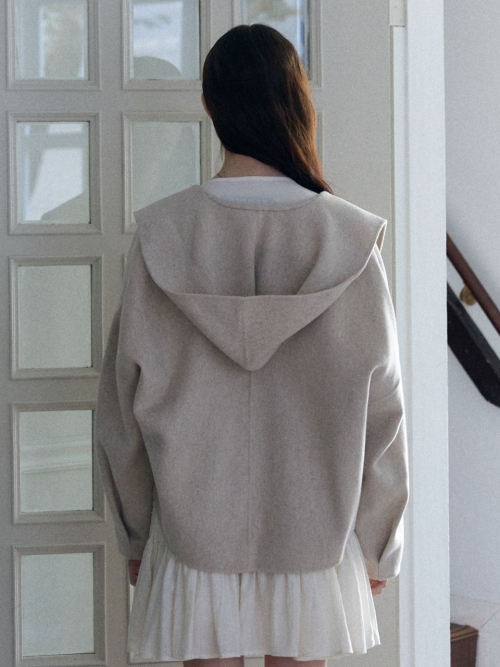 hoody Оверсайз handmade Короткий coat_ivory