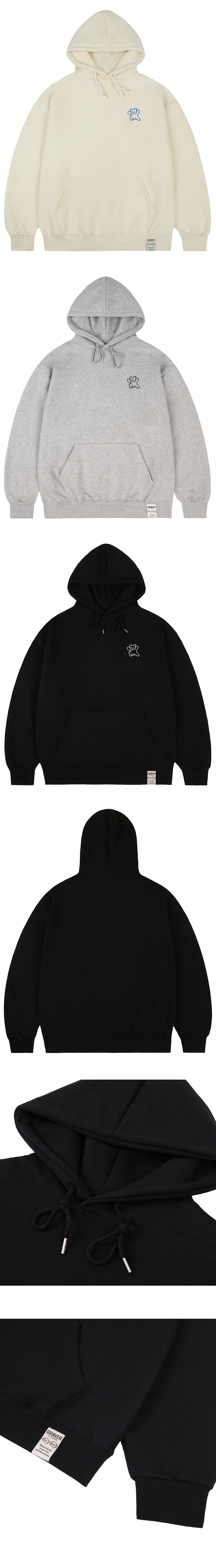 【GRAVER】24FW★ Small Line Bear Smile Hoodie UNISEX]Small Line Bear Smile Hoodie - GRAVER | 60% - Asian