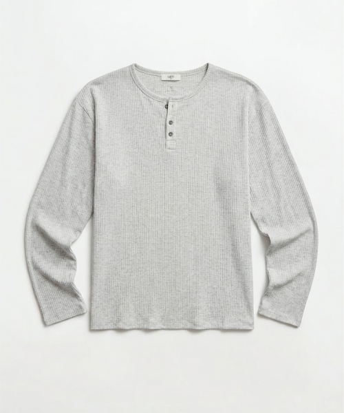 HENLEY LD RIBBED LONGSLEEVE T-Рубашка