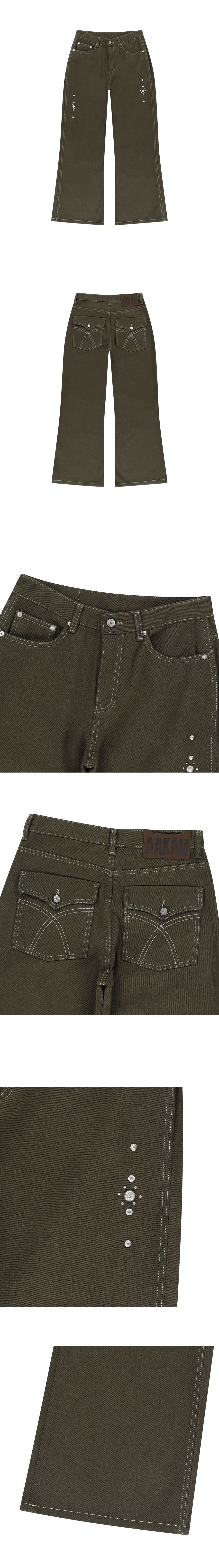 【AAKAM】Western Studded Cotton Pants ★男女兼用★追跡付 MUSINSA | AAKAM Western Studded Cotton Pants (Khaki)