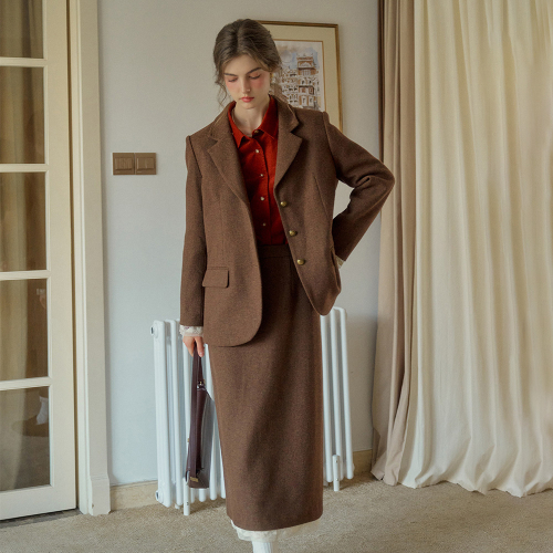 SR_Temperament lace stitching blazer