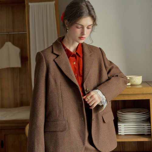 SR_Temperament lace stitching blazer
