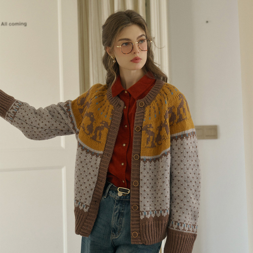 SR_Casual vintage wool cardigan_2color