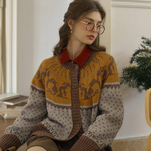 SR_Casual vintage wool cardigan_2color