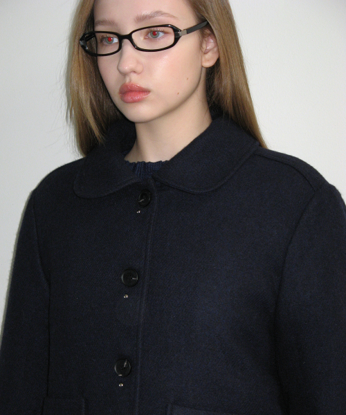Короткое шерстяное пальто с заклепками Navy
