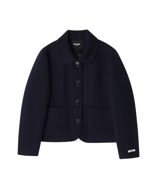 Короткое шерстяное пальто с заклепками Navy
