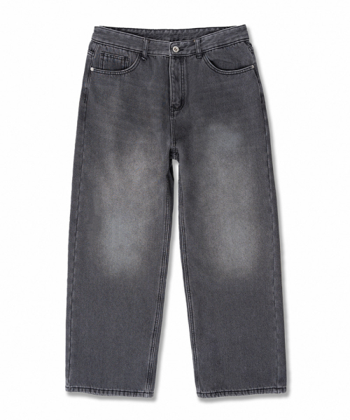 Свободные джинсы с начесом и вареным эффектом, Grey