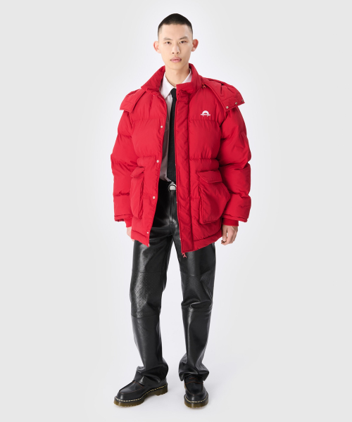(U) Нейлоновый пуховик MS SPORT NYLON PUFFER COAT RED