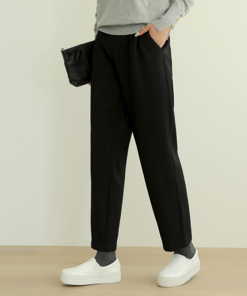 Теплые эластичные слаксы на флисе с завязками и защипами, Black