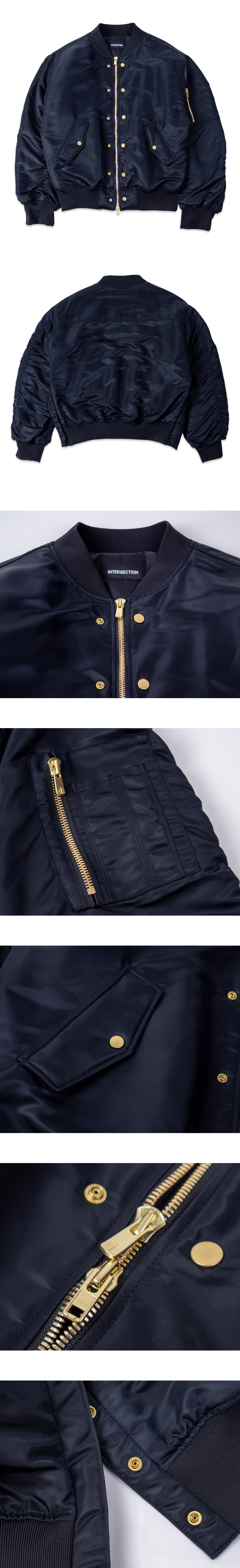 오버사이즈 골드 스냅 MA-1 점퍼