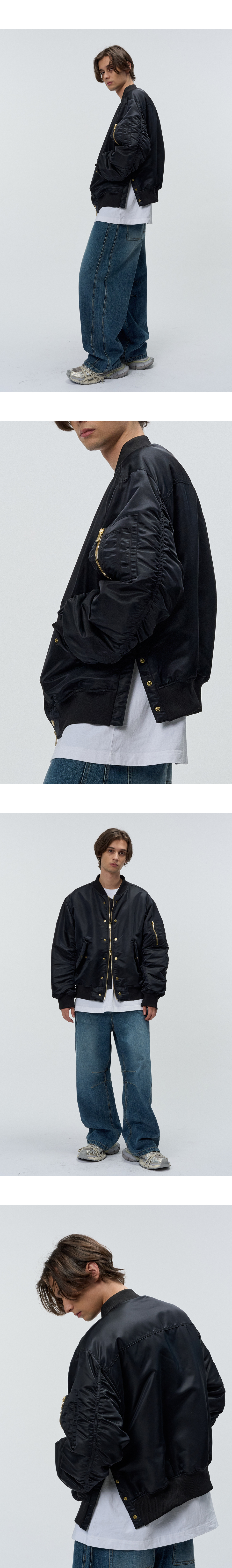 오버사이즈 골드 스냅 MA-1 점퍼