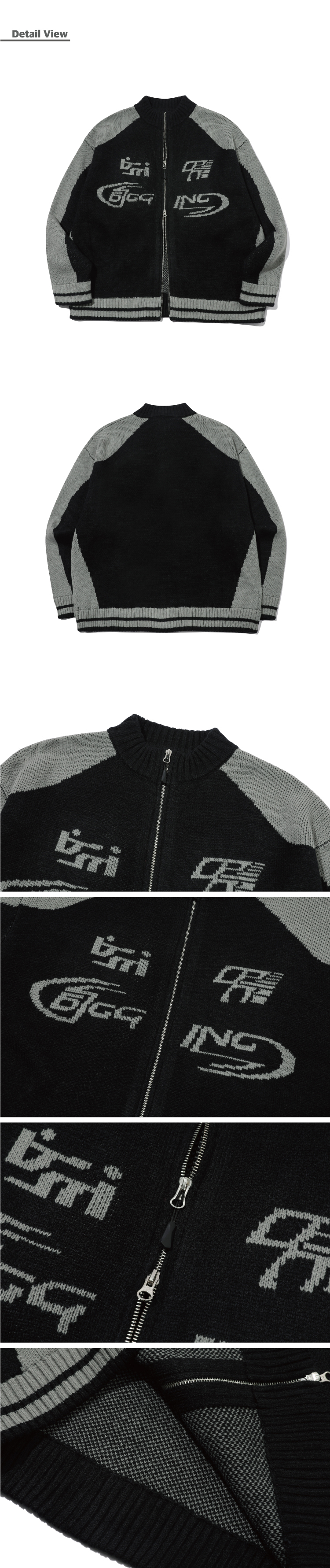 ★CPGN STUDIO★Curved block knit zip-up★送料・関税込★ MUSINSA | CPGN STUDIO [2-WAY] Curved block knit zip-up black