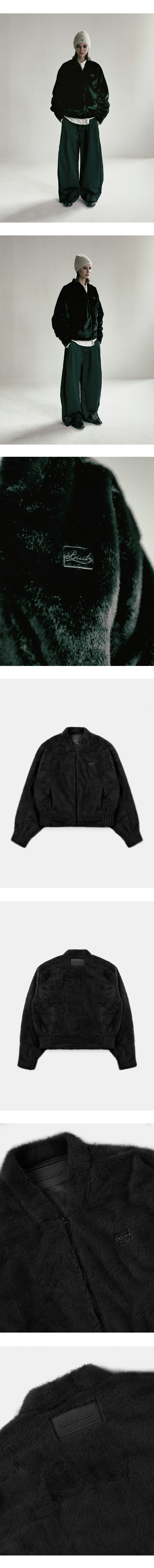 MUSINSA | BADBLOOD Beyond Soft Light Fur Zip-Up Jacket - Black