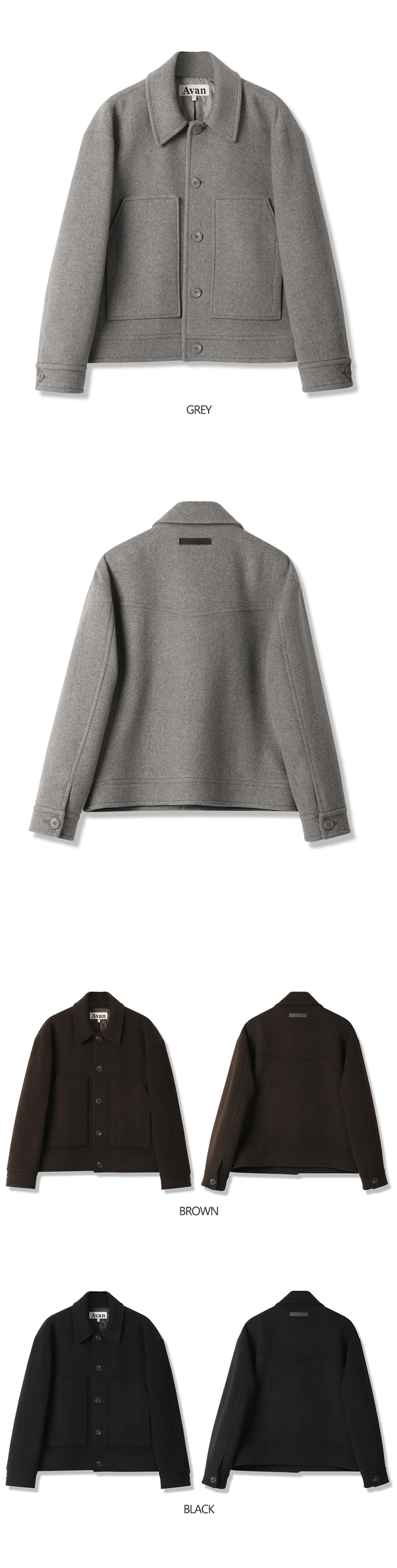 MUSINSA | AVANDRESS Fore Wool Collar Handmade Jacket BLACK