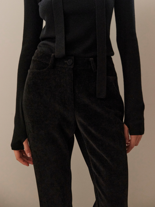 BOOTS-CUT VELVET PANTS_BLACK