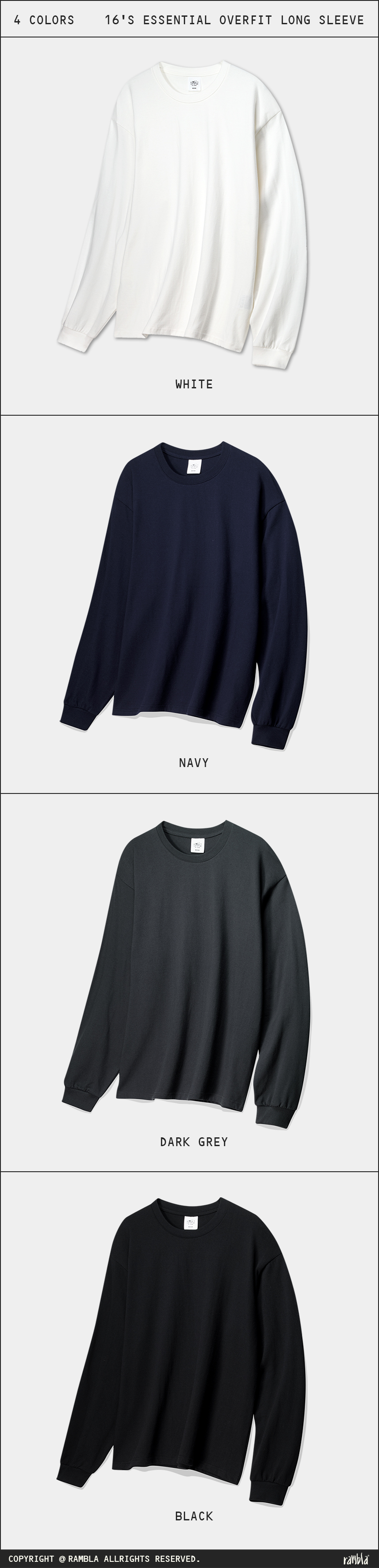 화이트, 네이비, 다크그레이, 블랙 총4가지 다양한 컬러옵션 이미지사진