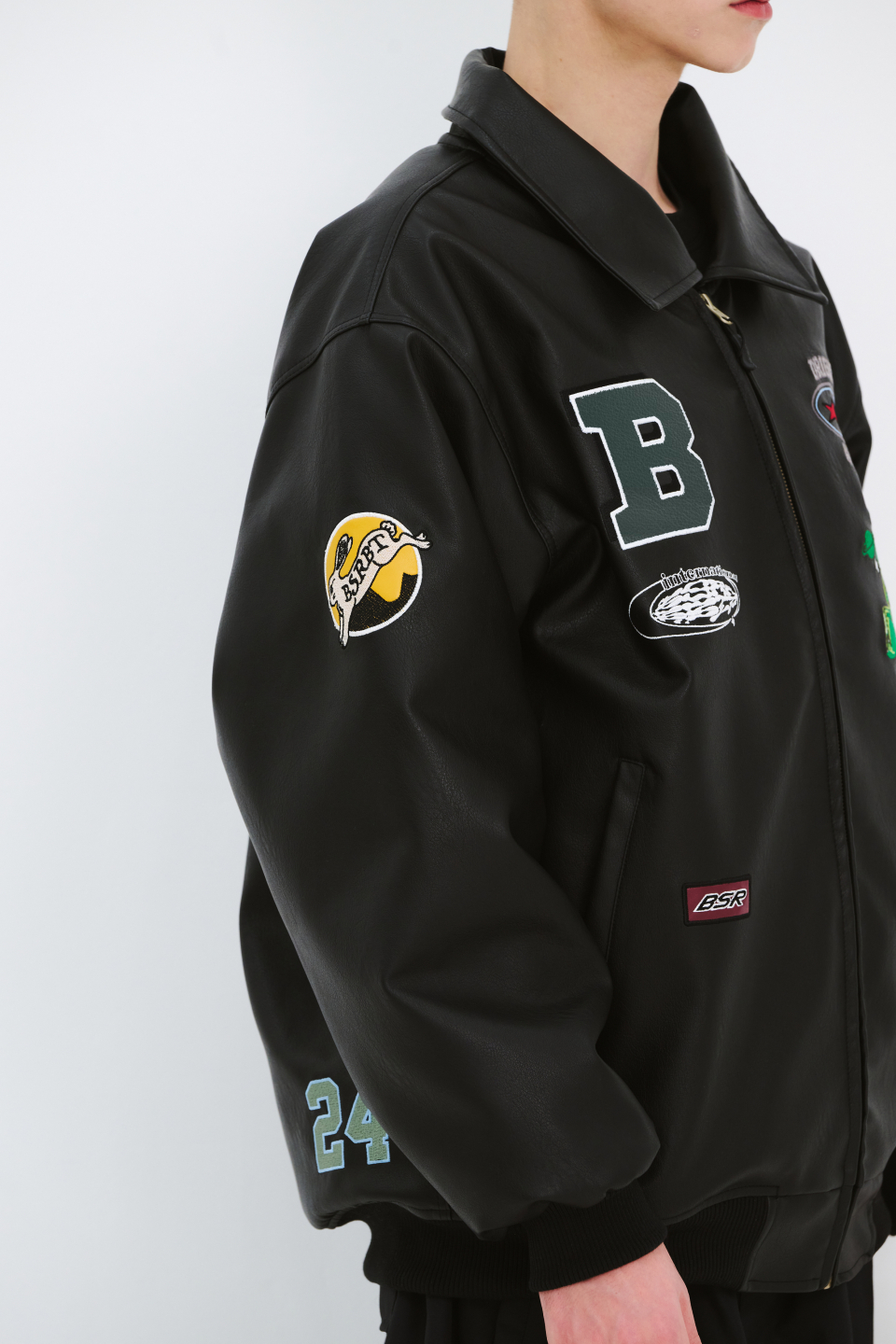 新品未使用 24-25 BSRABBIT JACKET STAR B VARSITY JACKET VINTAGE LEATHER BROWN L 即日発送 土日祝発送 M111 BSRABBIT-2425FW COLLECTION