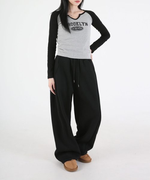 Women inner fur side pintuck training pants 4COLOR
