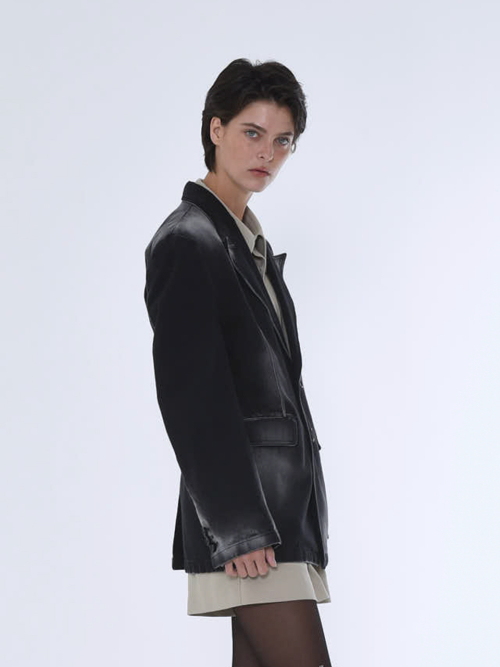 WOMENS DESTROYED BLACK DENIM JACKET