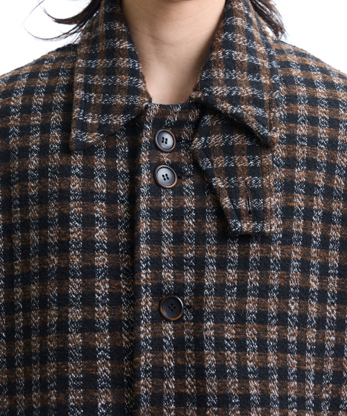 WYATT CHECK BALMACAAN COAT BROWN