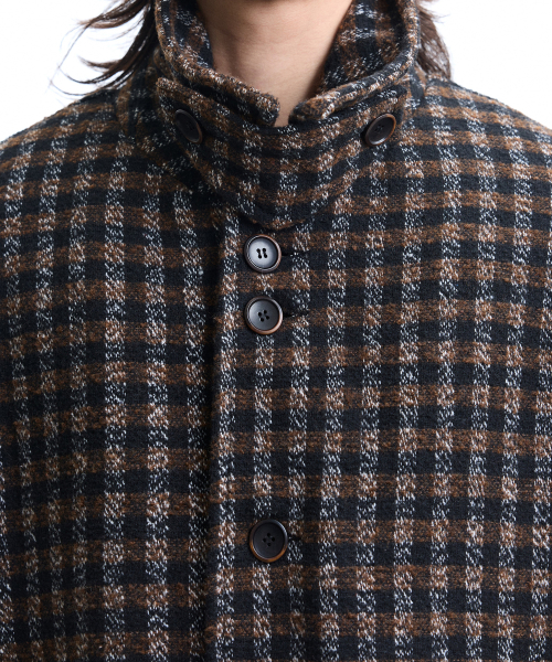 WYATT CHECK BALMACAAN COAT BROWN