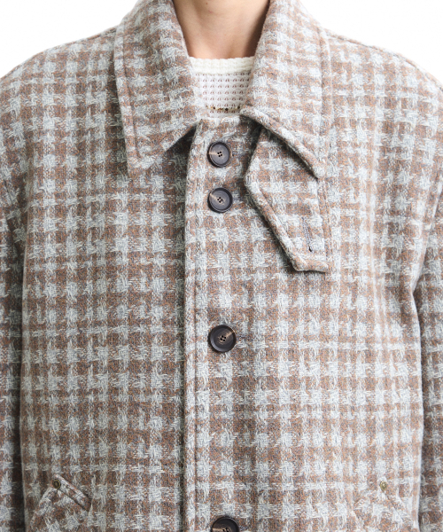 WYATT CHECK BALMACAAN COAT BEIGE