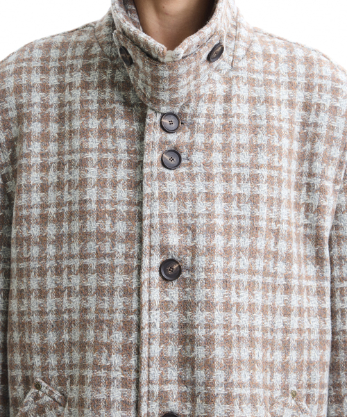 WYATT CHECK BALMACAAN COAT BEIGE