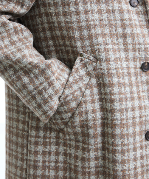 WYATT CHECK BALMACAAN COAT BEIGE
