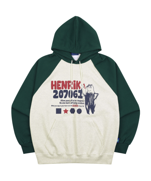 Худи Henrik с рукавом реглан и колорблоком Deep Green