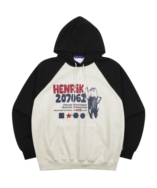 Худи реглан Henrik с колорблоком Black