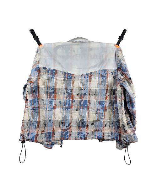 western grunge-check shirt jacket [blue]