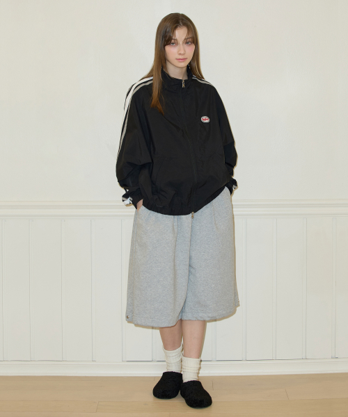 THREE LINE NYLON JACKET BLACK