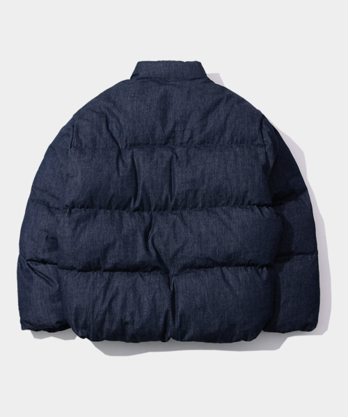Двусторонний пуховик из денима на завязках [Dark Blue]