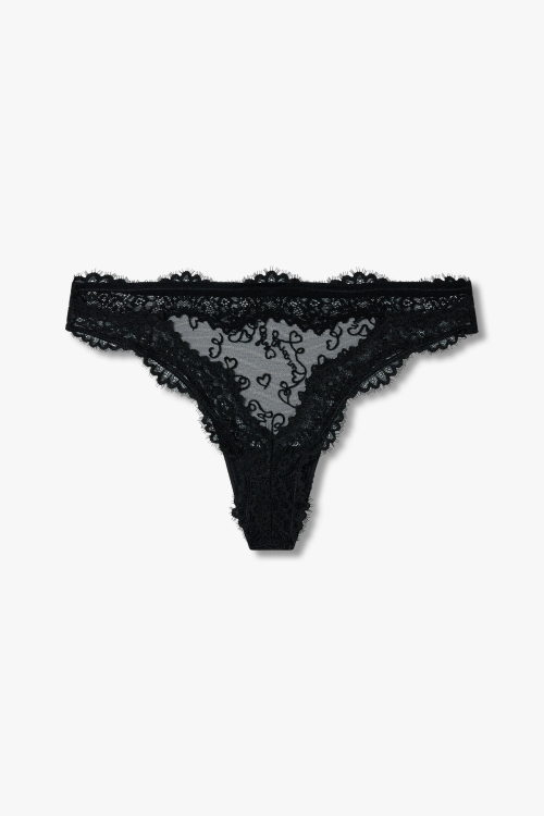 EMPORIO ARMANI UNDERWEAR женские бразильяна с вышивкой Black 0824311513