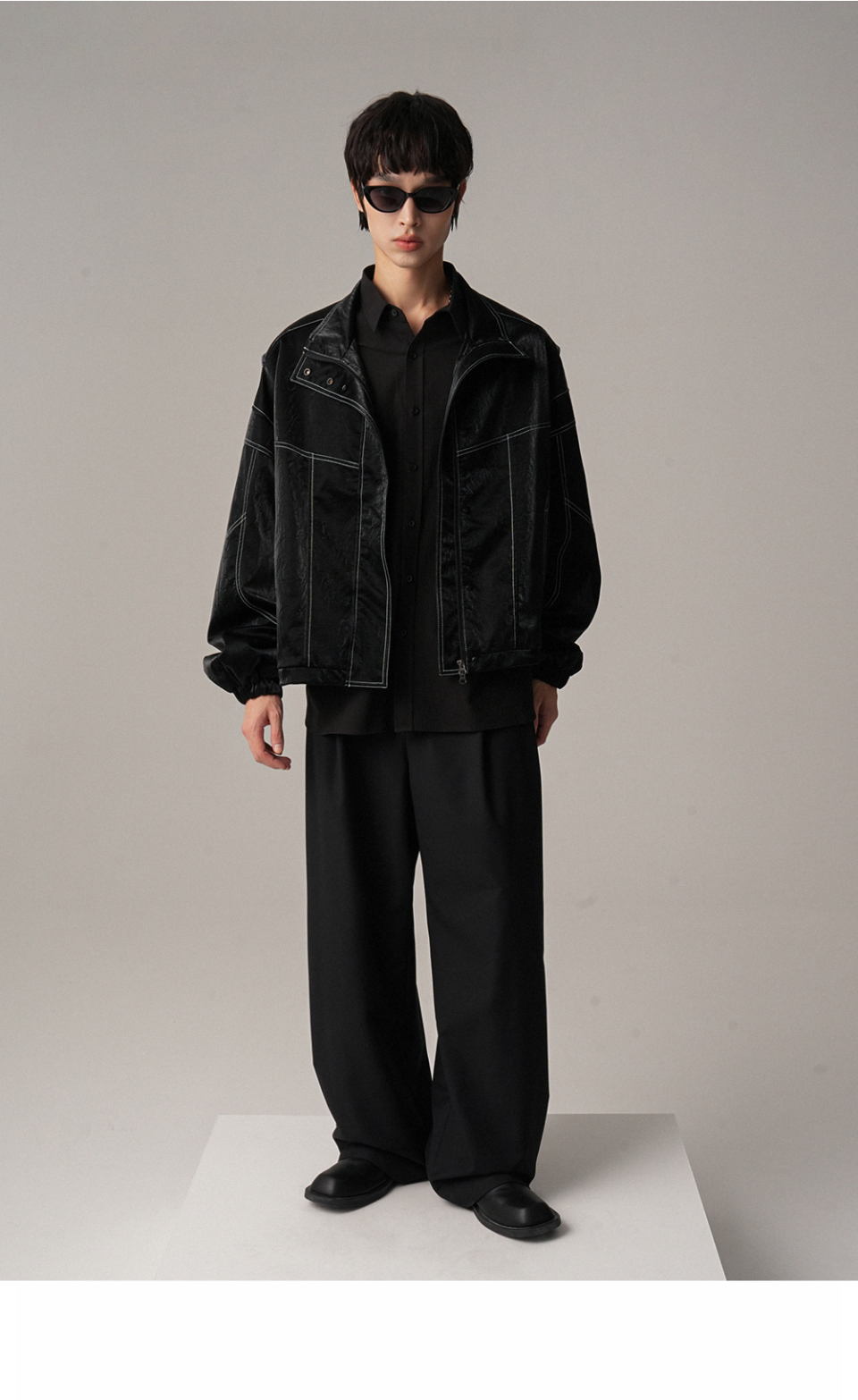 AVANDRESS ♥ Art Leather Jacket /追跡付 MUSINSA公式 | AVANDRESS Stitch Art Leather Jacket BLACK