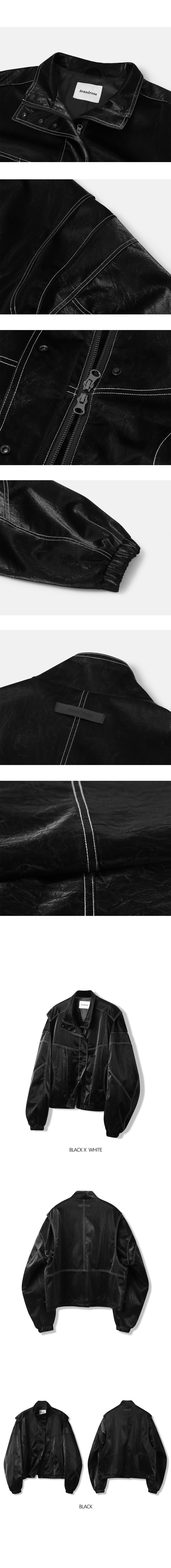 MUSINSA公式 | AVANDRESS Stitch Art Leather Jacket BLACK