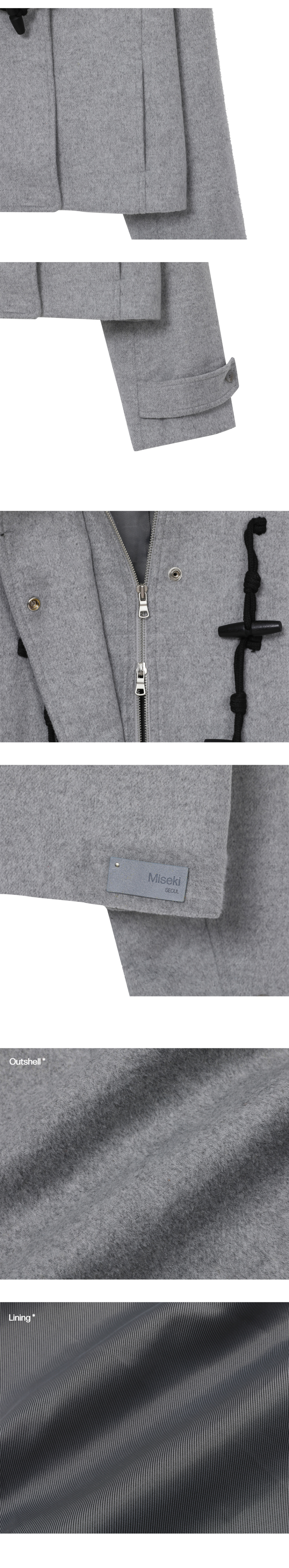 【Miseki SEOUL】24FW★ Duffle hoodie short coat 미세키서울(MISEKI SEOUL) Duffle hoodie short coat GREY
