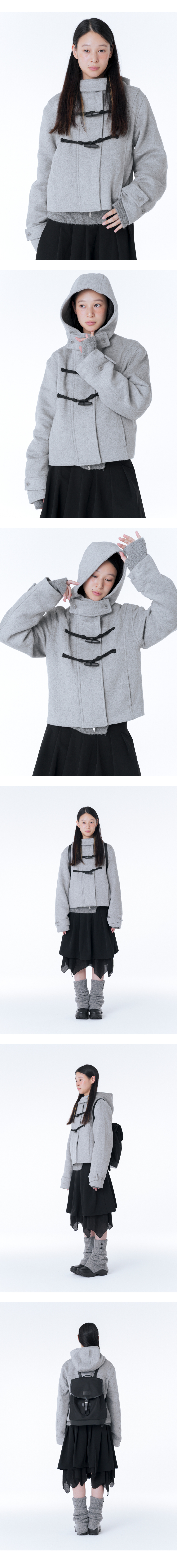 【Miseki SEOUL】24FW★ Duffle hoodie short coat 미세키서울(MISEKI SEOUL) Duffle hoodie short coat GREY