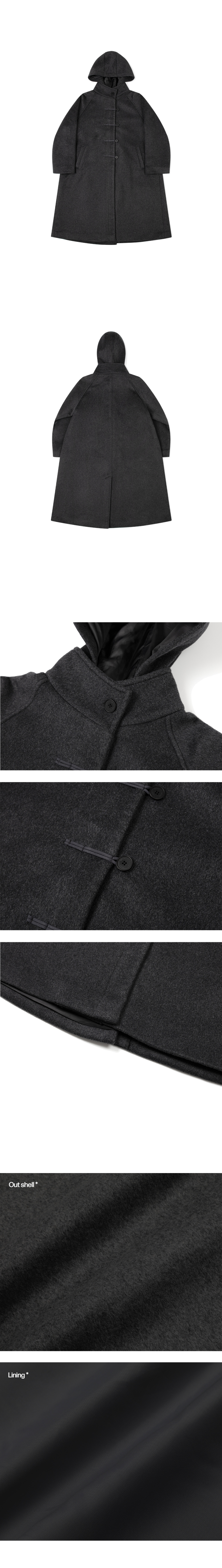 미세키서울(MISEKI SEOUL) Hoodie long duffle Coat CHARCOAL