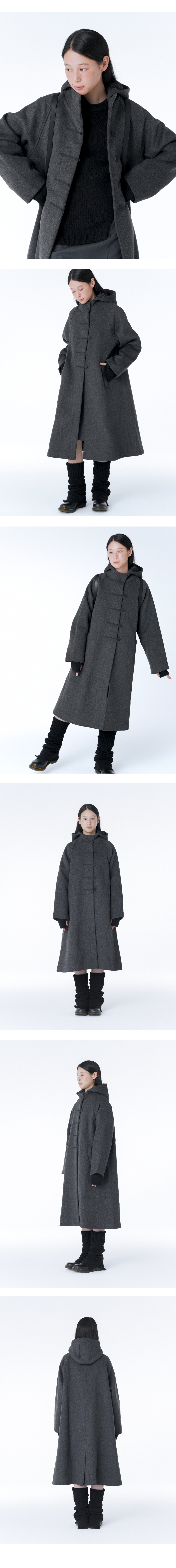 미세키서울(MISEKI SEOUL) Hoodie long duffle Coat CHARCOAL