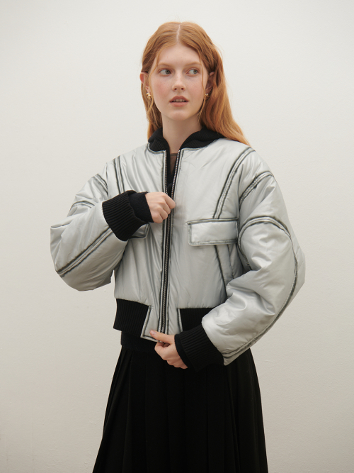 Silver leather blouson padding