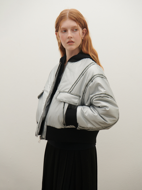 Silver leather blouson padding
