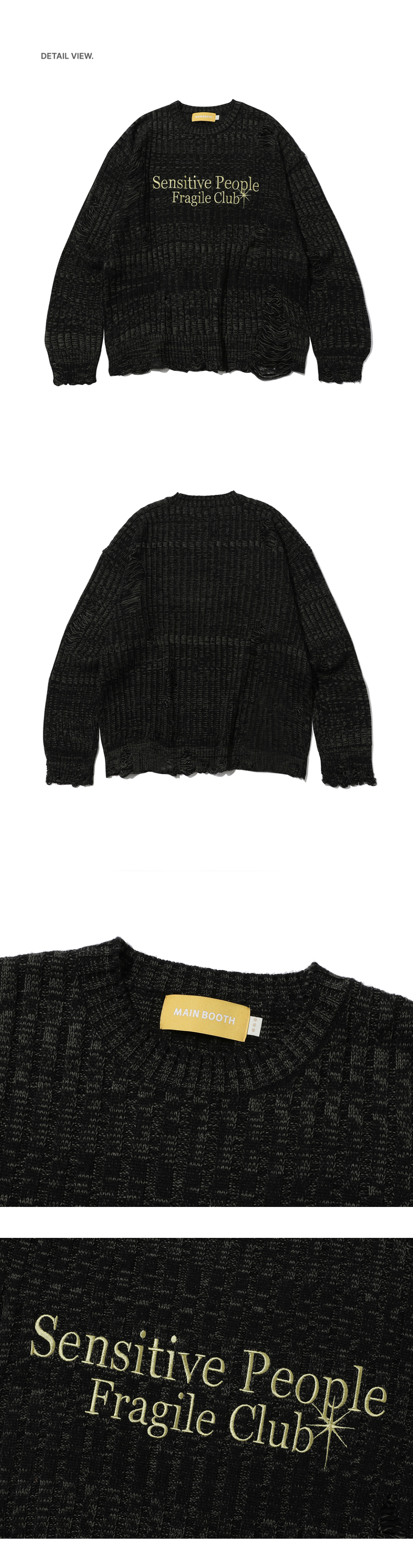 ★MAINBOOTH★Spirit 97 Football Sweater(BLACK)★正規品/人気 MUSINSA | MAINBOOTH Fragile Club Damage Sweater(BLACK)