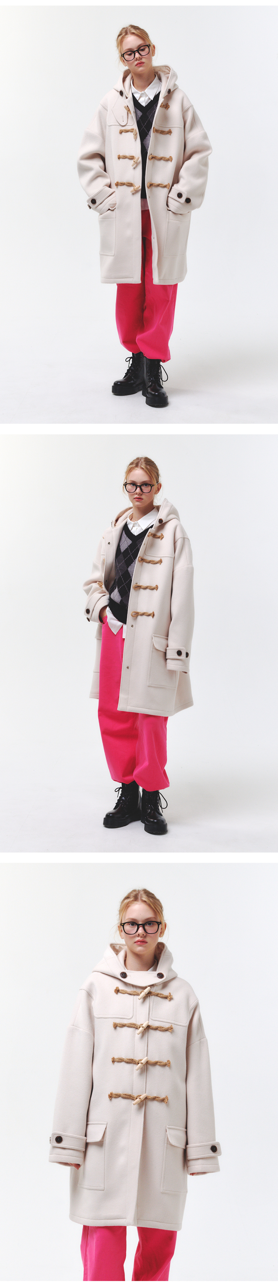 메인부스(MAINBOOTH) [울90%]Oversized Duffle Coat(IVORY