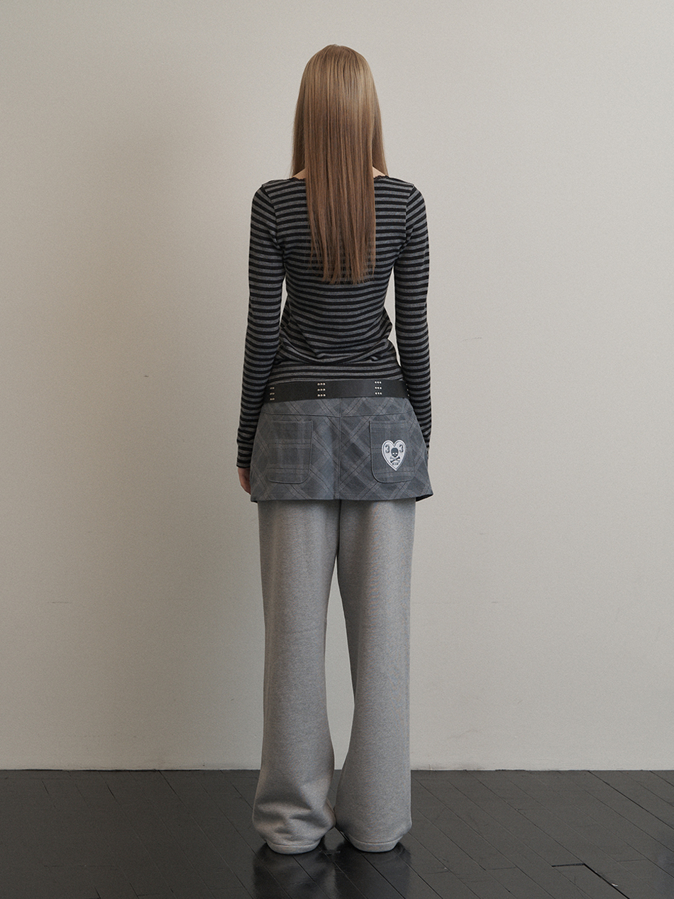 STRIPE LACE TOP / CHARCOAL | ファッション通販サイト NUGU