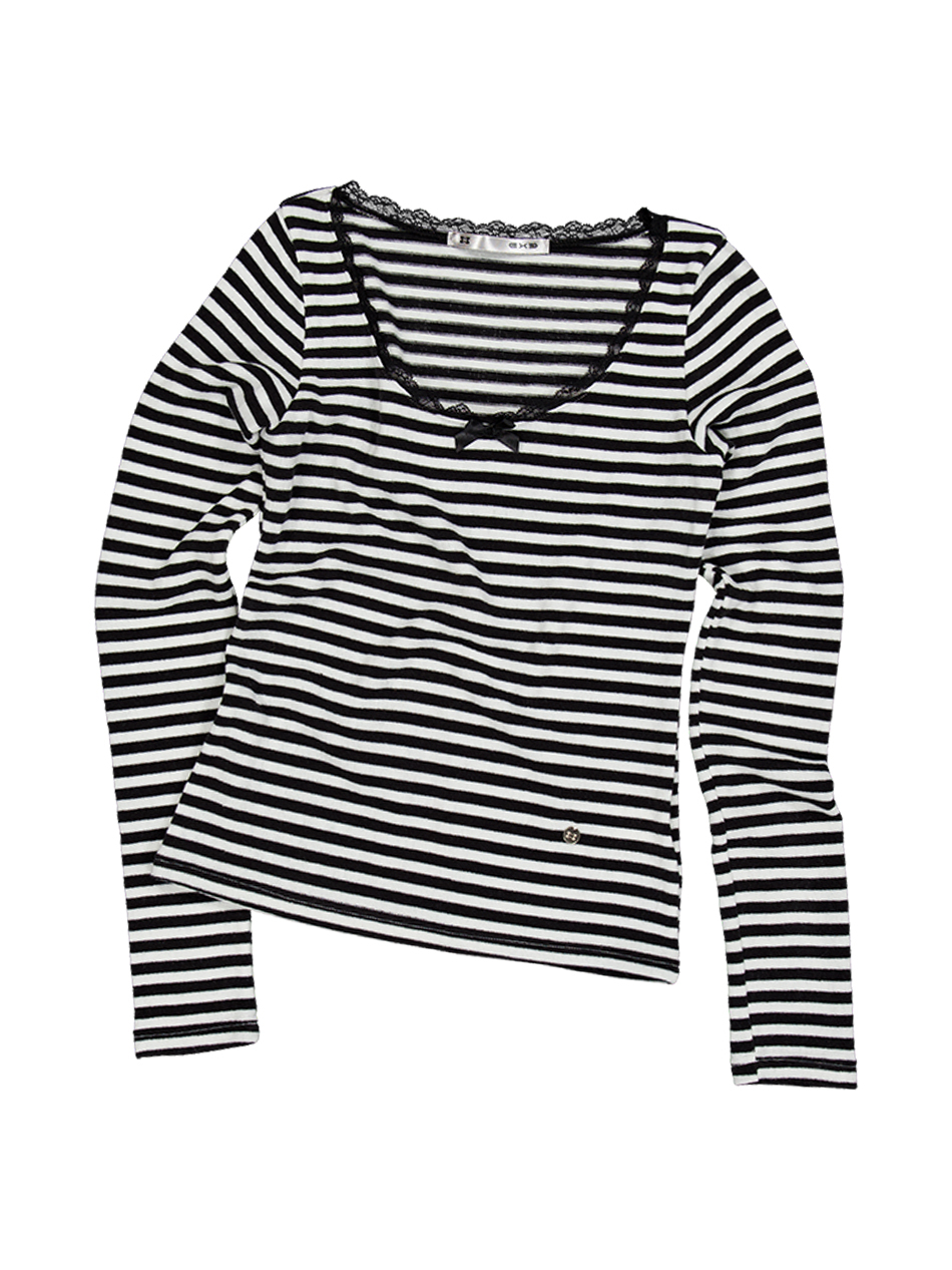 ●SETUP-EXE● STRIPE LACE TOP (3色) ○SETUP-EXE○ STRIPE LACE TOP (3色) トップス（レディース）