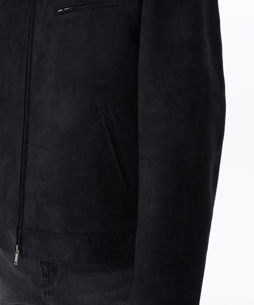 Synthetic Suede Racer Jacket [Black] thumbnail 6