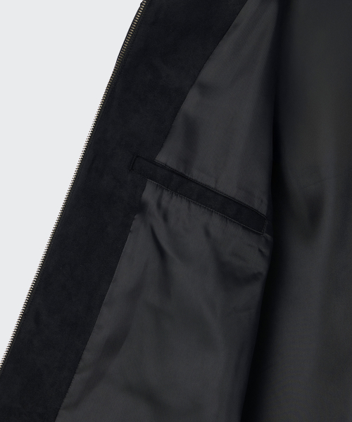 Synthetic Suede Racer Jacket [Black] thumbnail 8