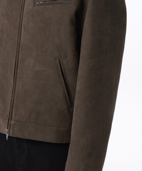 Synthetic Suede Racer Jacket [Brown] thumbnail 6